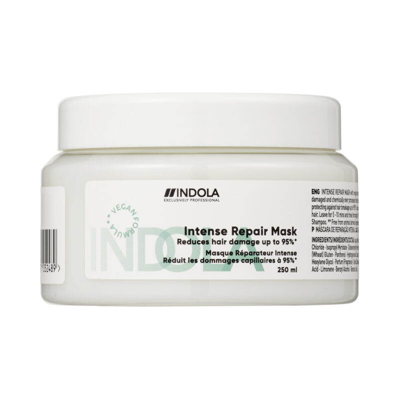 Mascarilla Reparadora Intensiva Indola 250 ml – tratamiento profesional para reparar y fortalecer el cabello dañado