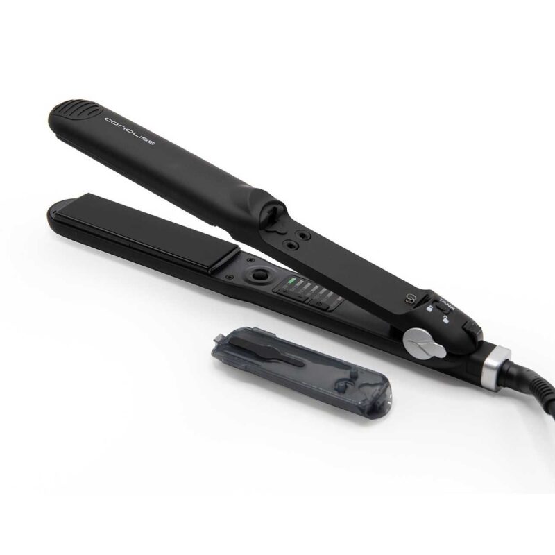 Plancha C-Steam Corioliss + Argan Shine 250 ml – plancha profesional de vapor con tratamiento capilar nutritivo