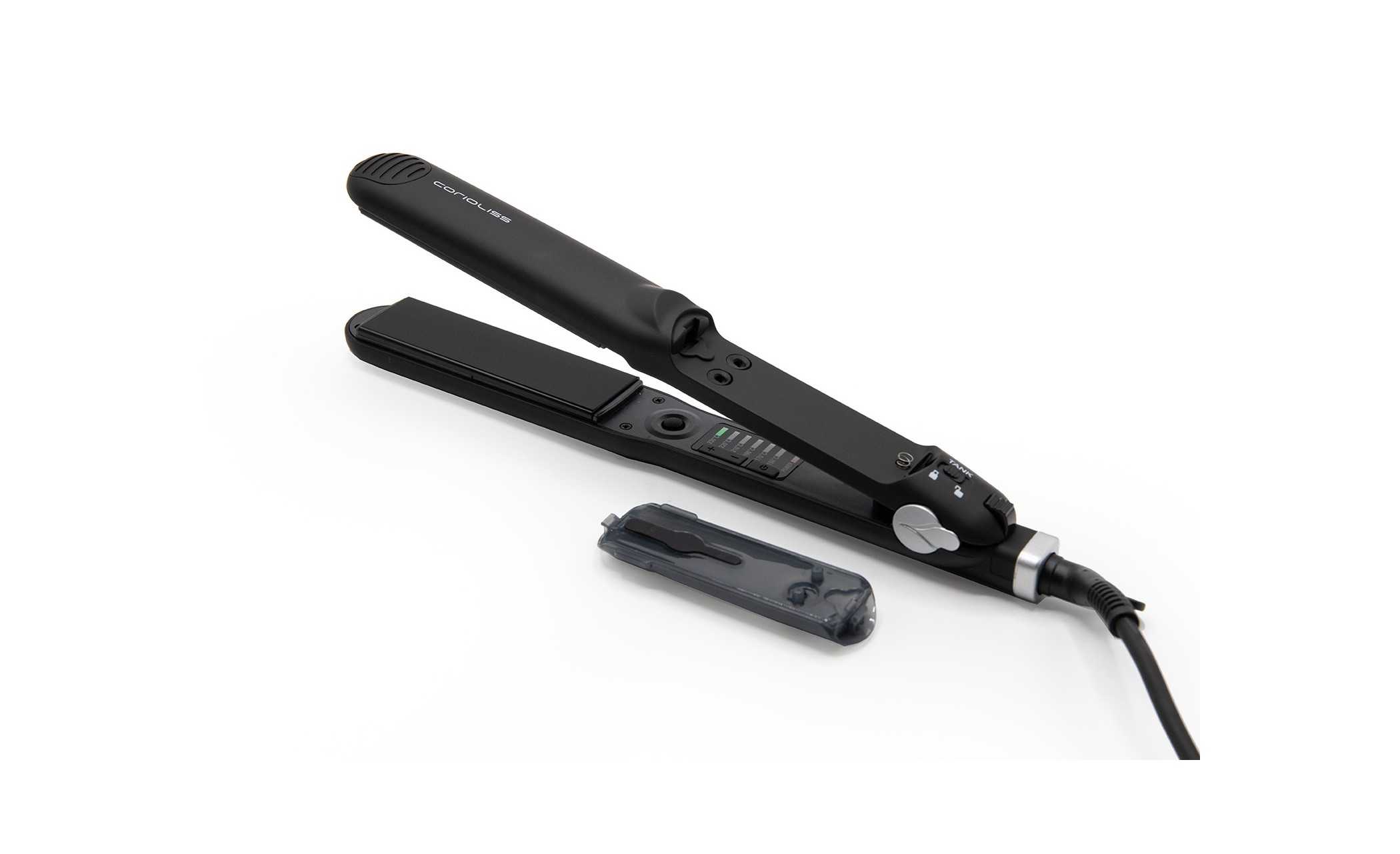 Plancha C-Steam Corioliss + Argan Shine 250 ml – plancha profesional de vapor con tratamiento capilar nutritivo