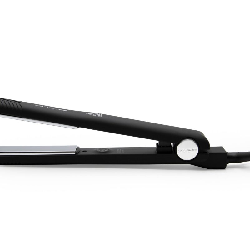 Plancha C-Style Black Soft Touch Corioliss – plancha profesional con placas de titanio y acabado antideslizante