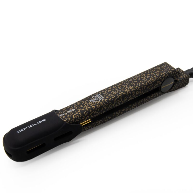 Plancha Corioliss C-Style Gold Leopard Soft Touch – diseño elegante y resultados brillantes