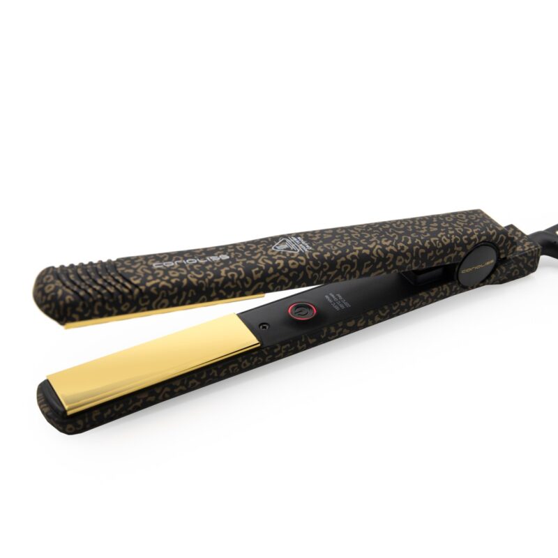 Plancha Corioliss C-Style Gold Leopard Soft Touch – diseño elegante y resultados brillantes