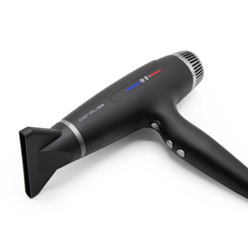 Secador Typhoon Black Chrome Corioliss – secador profesional de alto rendimiento con tecnología iónica y acabado Black Chrome