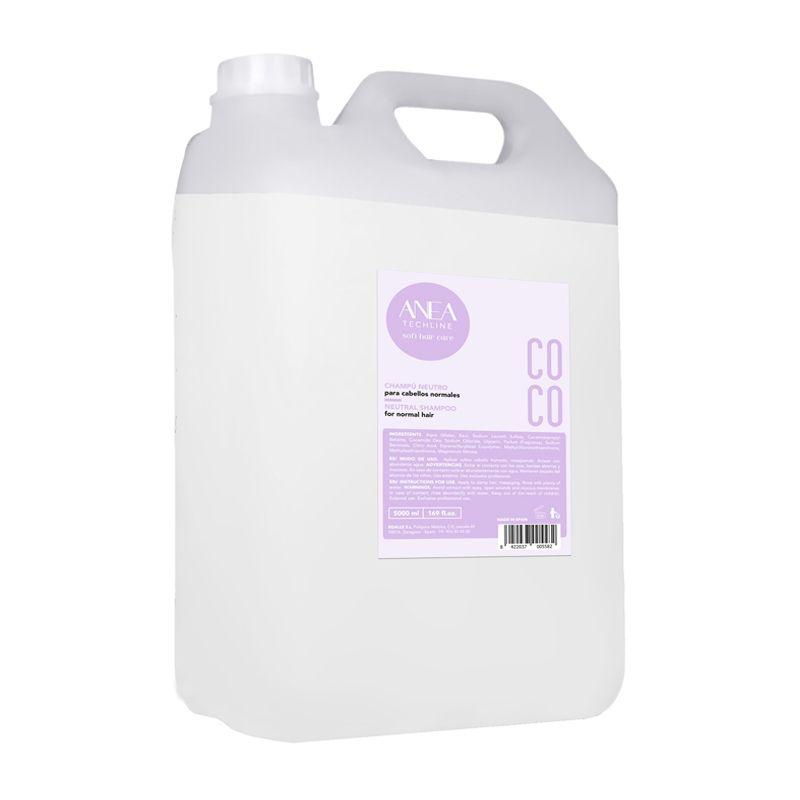 Champú neutro de coco Anea Techline 5 L – champú profesional para uso frecuente con aroma de coco