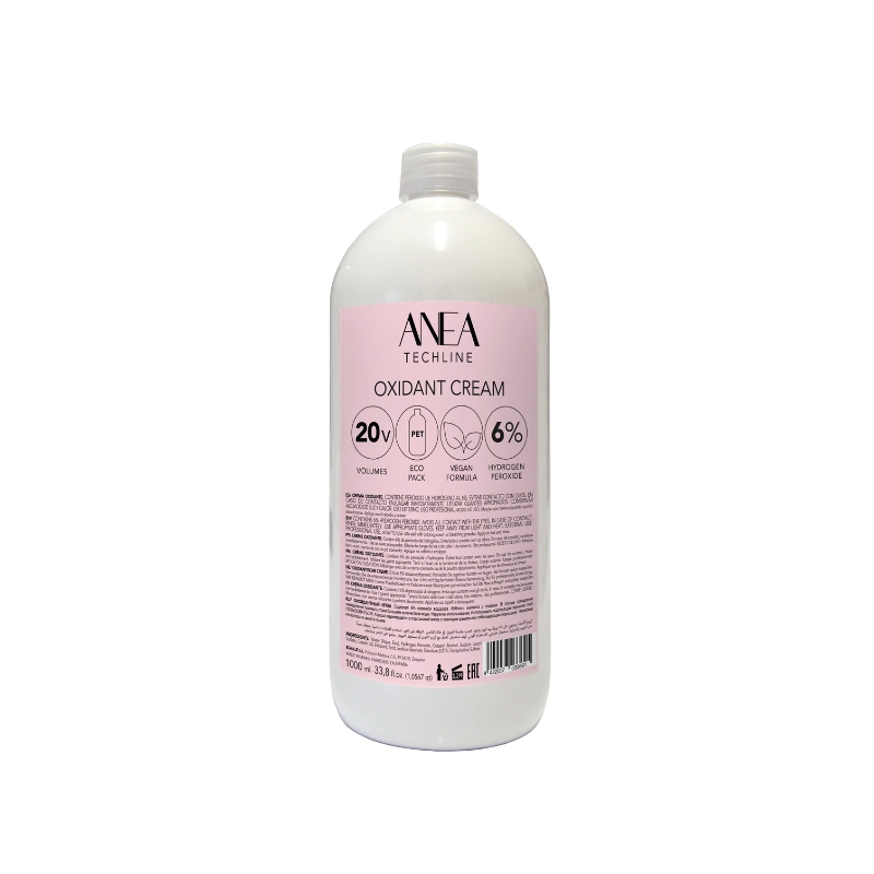 Crema oxidante 20 vol 6% con vitamina C Anea Techline 1000 ml – oxidante profesional para coloración y cobertura de canas