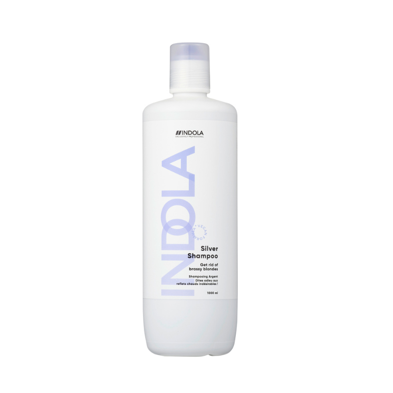 Champú especial canas Indola 1000 ml – champú profesional matizante para cabello blanco o gris