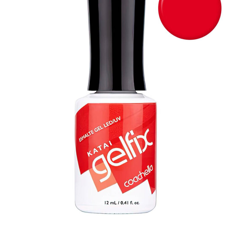 Esmalte semipermanente de uñas Coachella Gelfix Katai, esmalte profesional de larga duración con color vibrante y acabado brillante.