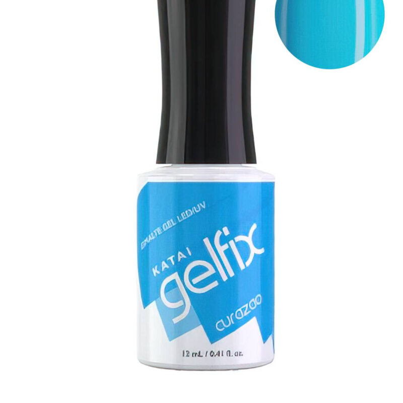 Esmalte semipermanente de uñas Curazao Gelfix Katai, esmalte profesional de larga duración con color vibrante y acabado brillante.