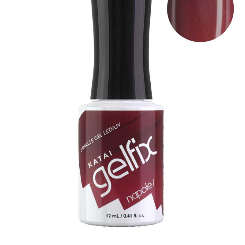 Esmalte semipermanente de uñas Nápoles Gelfix Katai, esmalte profesional duradero con color intenso y acabado brillante.