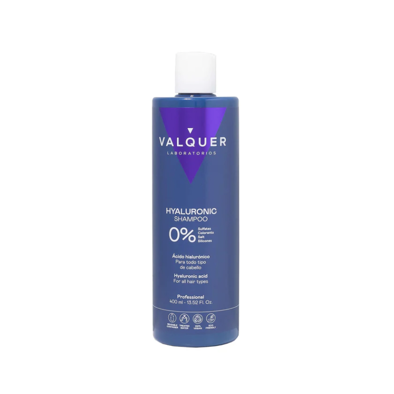 Champú con ácido hialurónico Valquer 400 ml – champú sin sulfatos para hidratar y revitalizar el cabello