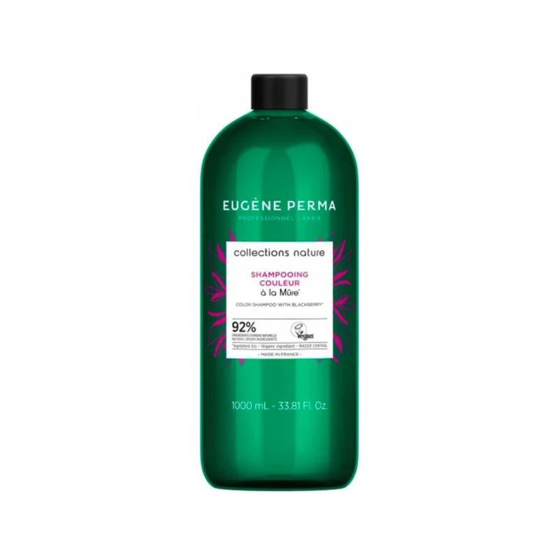 Champú protector de color Eugène Perma Nature 1000ml, tratamiento profesional con ingredientes naturales que prolonga la intensidad del tinte y aporta brillo al cabello teñido.