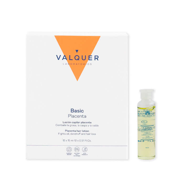Loción capilar de placenta vegetal Valquer 12x15 ml – tratamiento regenerador profesional para fortalecer el cabello