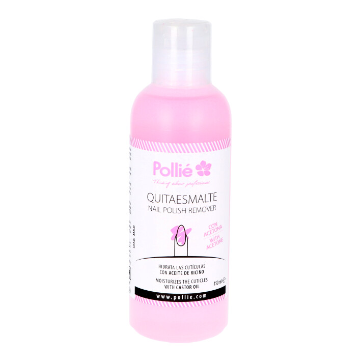 Quitaesmalte con aceite de ricino Pollié 150 ml – removedor profesional que cuida y fortalece las uñas